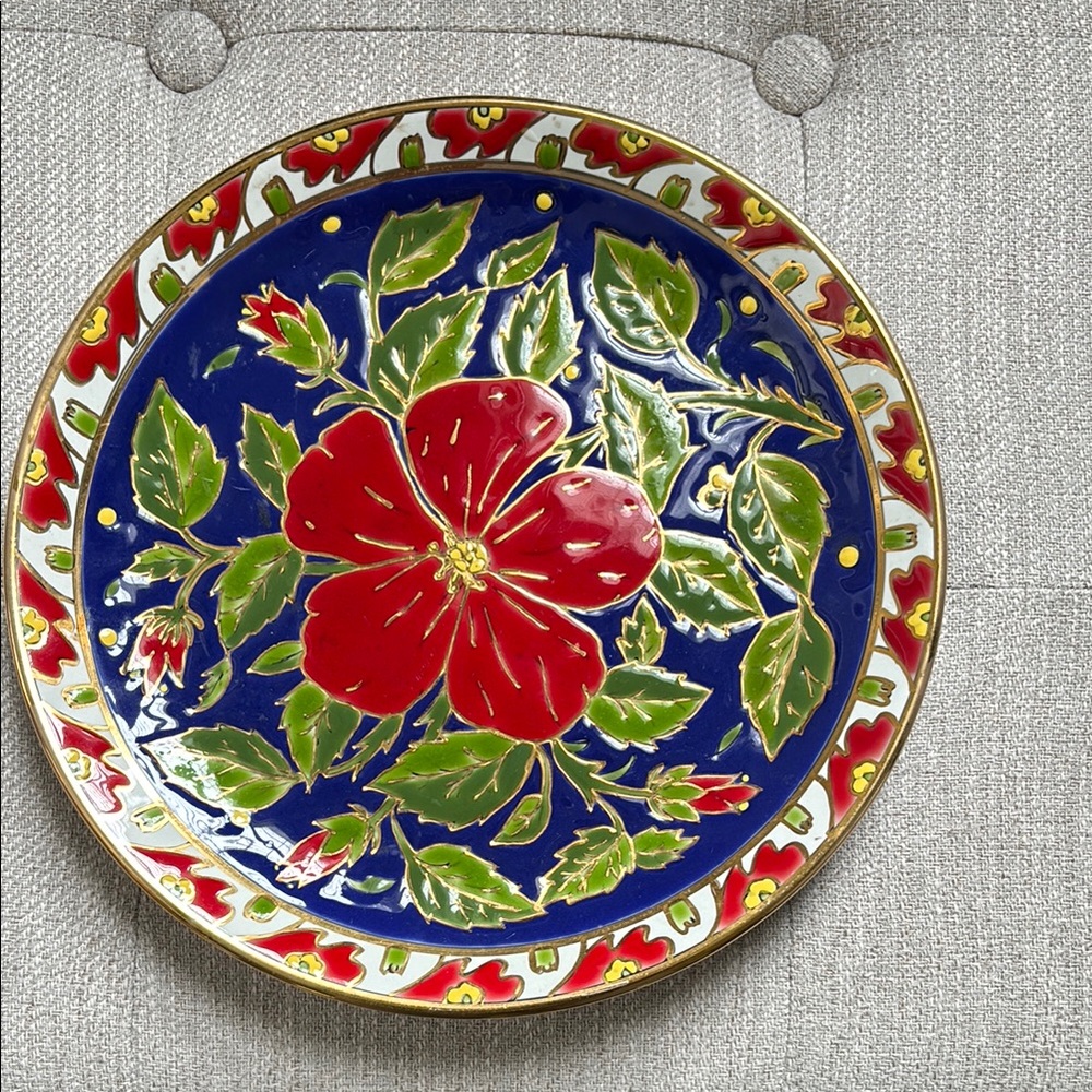 Vibrant Floral Decorative Plate by Rodos Keramik. Paradise Rodos